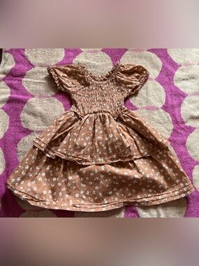 Rabbit and Bear Organics 100% Cotton Floral Smocked Tiered Dress